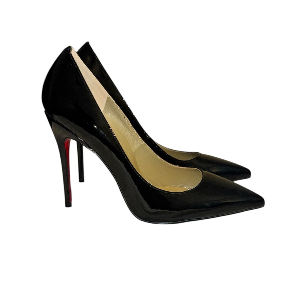 Brand New Black Patent Leather Red Bottom Pointed Pumps Size 39